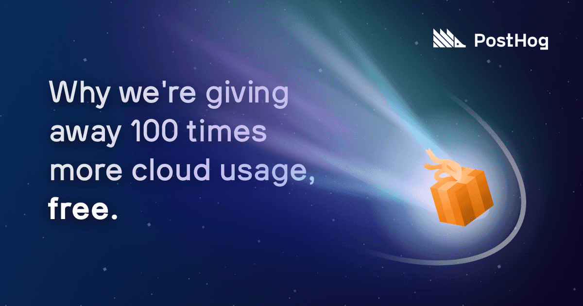 Today, we're announcing that we're giving away 1 million ingested events/month on Cloud , for free. That's up from 10k/month that we were offering before. More free stuff?! You're already pretty generous! Gee, thanks subtitle! The magic of an open…